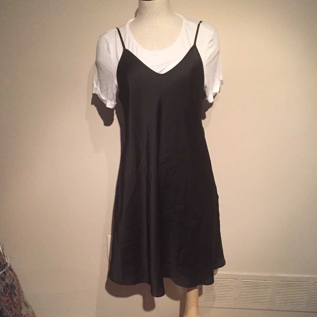 Drew Black Slip Dress With White Tshirt